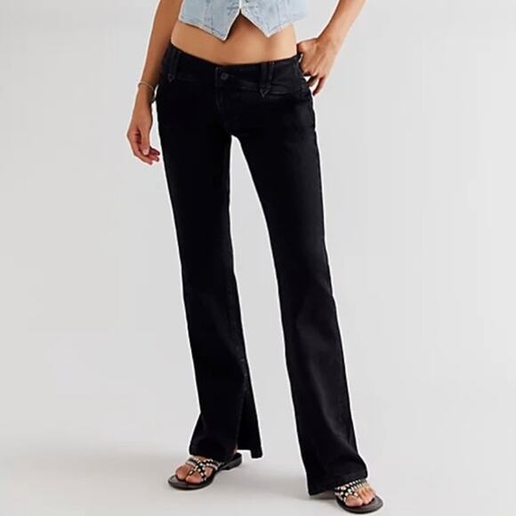 Free People We The Free Black Stillwater Low Rise Slim Flare Jeans Size 28 - Picture 1 of 12